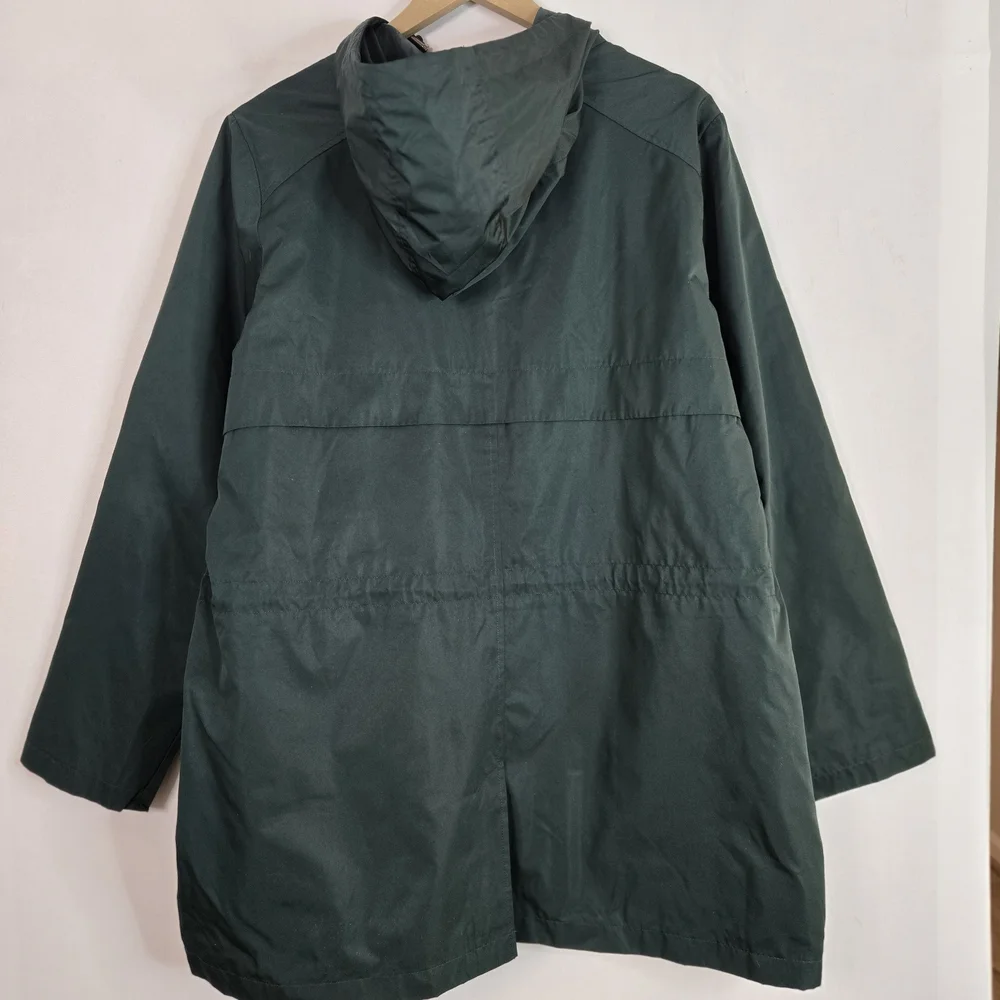 TIME and TRUE Women's Size XL Green Hooded Rain/Trench Jacket - Picture 7 of 13